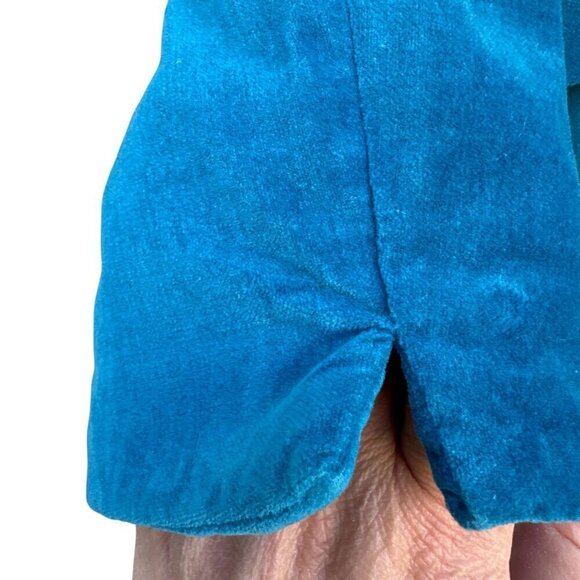 George Womens Teal Velvet Rhinestone Button Single Breasted Glam Blazer Jacket 1 - Picture 4 of 10